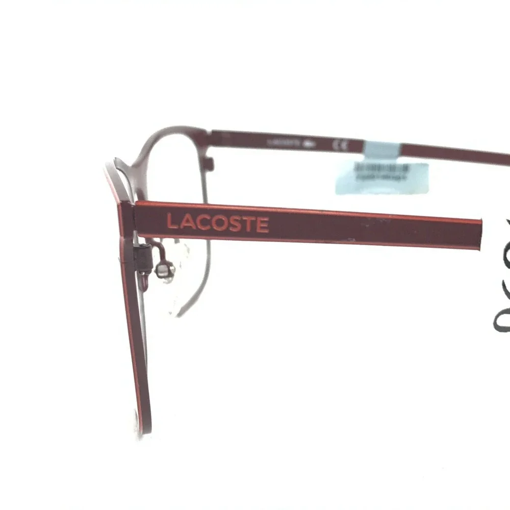 Lacoste Eyeglasses Frames L2231 615 Red Square Horn Thin Wire Rim 55-19-145